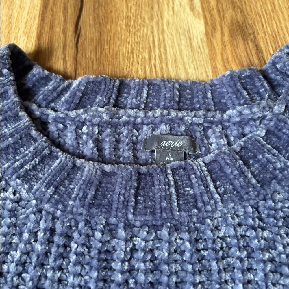Aerie chenille slate blue sweater size small - Picture 6 of 6